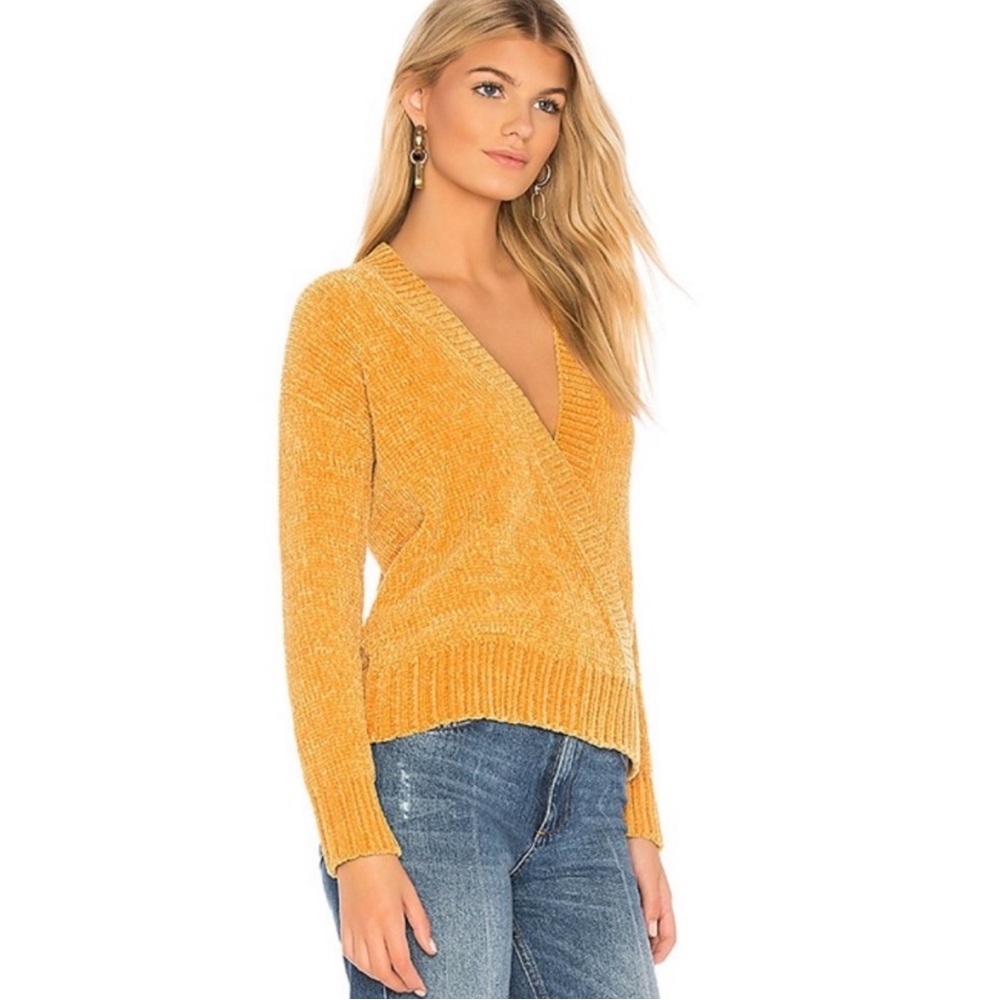 Heartloom Faux Wrap Chenille Marigold Sweater